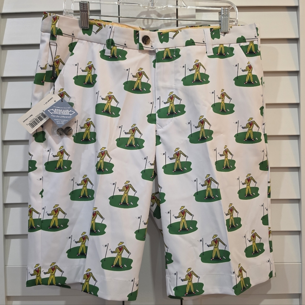 NWT Loudmouth Golf Woodworth Collection Don Frankie Shorts Sz. 34